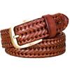 Crbelte Italian Leather Mesh Braided Business Genuine 115cm Long Men's Belt, Design, Leather, 3.5cm Wide, (Light Brown)