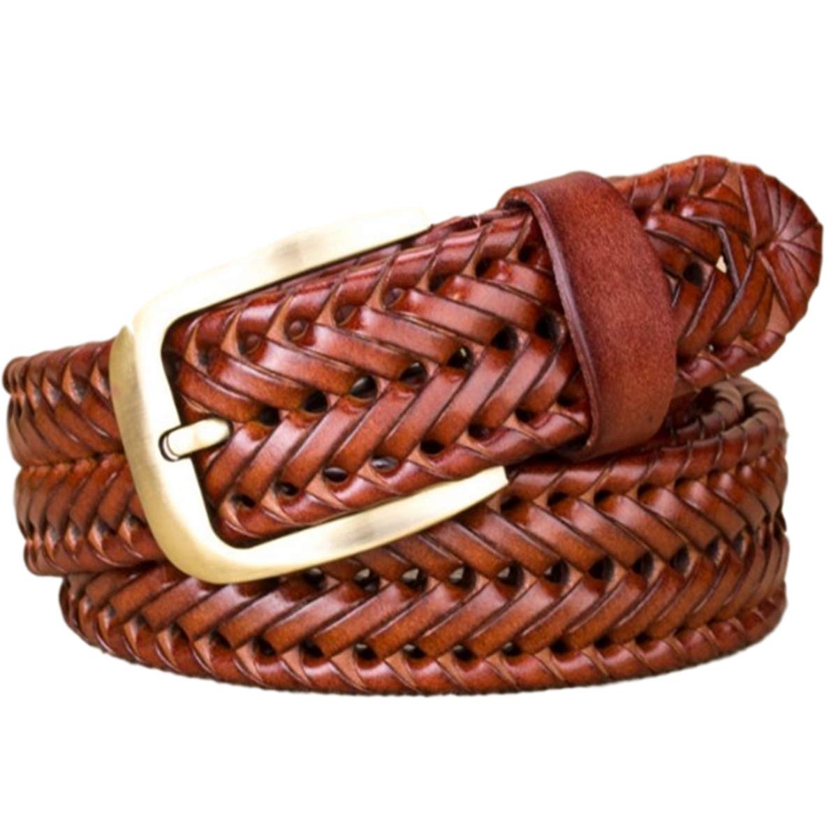 

crbelte Итальянская Кожа Плетеный Сетчатый Деловой Натуральный 115см Длиной Мужской Ремень, Дизайн, Кожа, Ширина 3,5см, (Светло-коричневый)