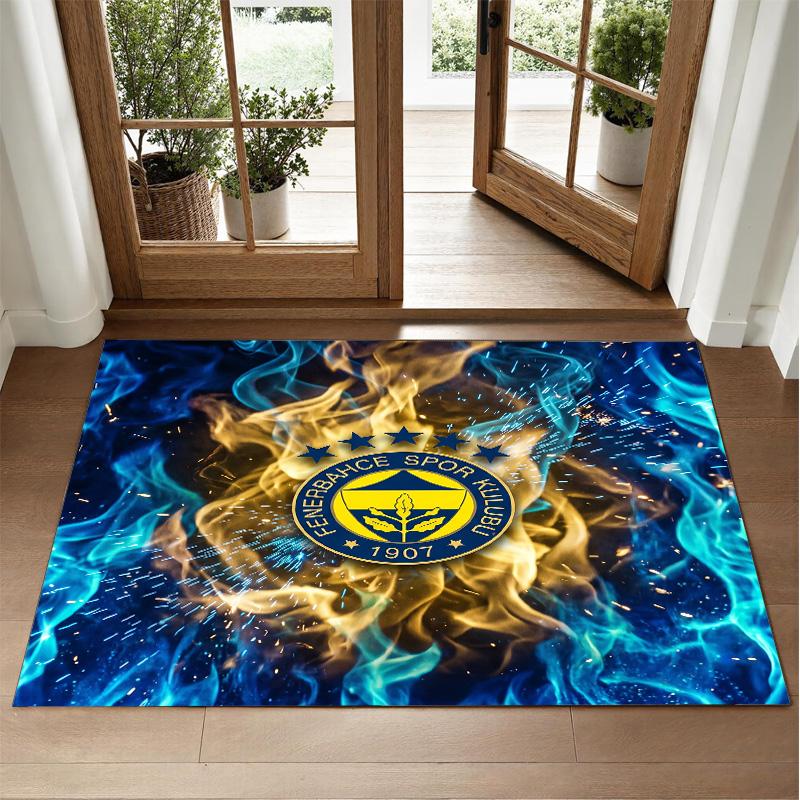 Fenerbahçe FC Design Crystal Velvet Rug Soft Decorative Mat for Bedroom Entrance