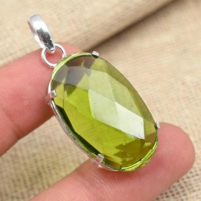 Faceted Peridot Gemstone Solid 925 Sterling Silver Handmade Jewelry Pretty Pendant