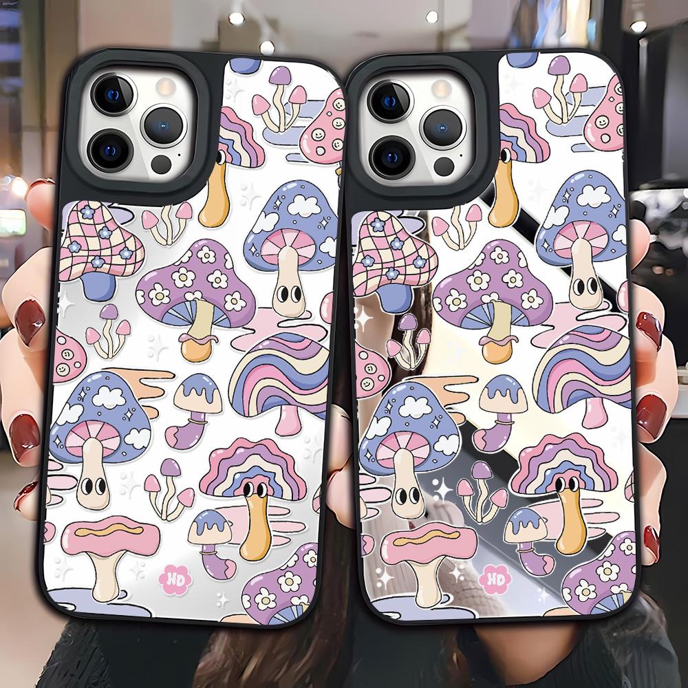 Mirror Phone Case for iPhone 15 11 13 14 for 15 16 Pro Max 12 13 16 Pro Cloud Flower and Animal Cute Style Phone Case