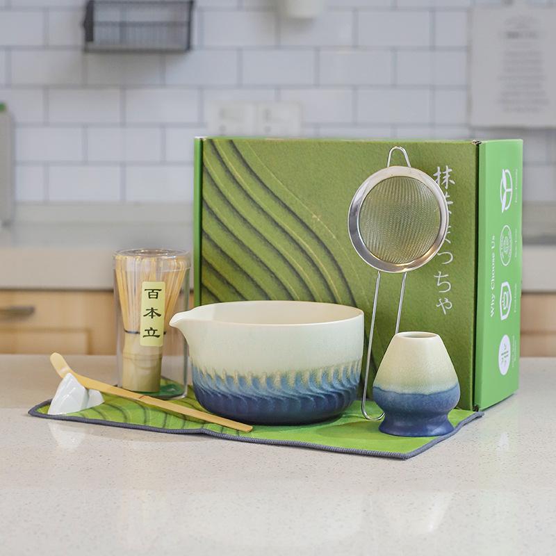 Japanese Matcha Tea Set Tranditional Bamboo Whisk Teaspoon Ceramic Bowl Matcha Spoon Matcha Whisk Set Tea-making Accessories New
