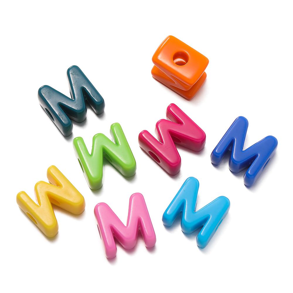 5Pcs A-Z Acrylic Big Hole Letter Beads Mix Colour Loose Spacer Beads for Making Key Chain Bracelet DIY Craft Jewelry Accessories