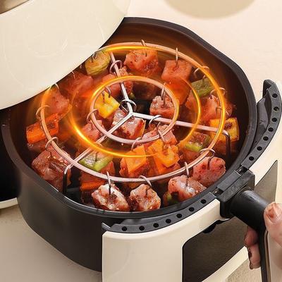 Compact Design For BBQ Air Fryer Grilling Rack Stainless Steel Skewers Rack