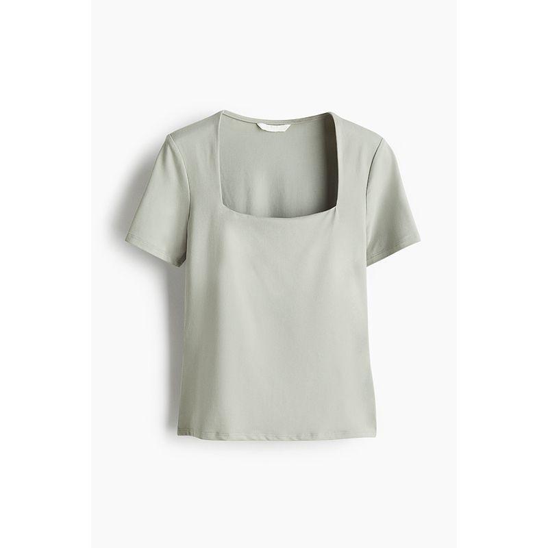 

HM Women clothes Summer Women s Shoulder T-shirt Fashion Retro Slim fit Gyaru Square Collar Top 1171543