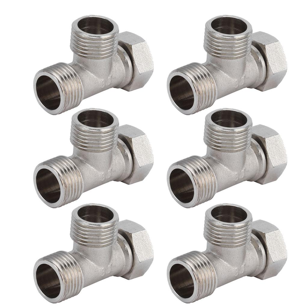 6PCS 3 Way Tee Connectors G1 2 Male and Female Thread Stainless Steel 3 Way Diverter Water Line Splitter