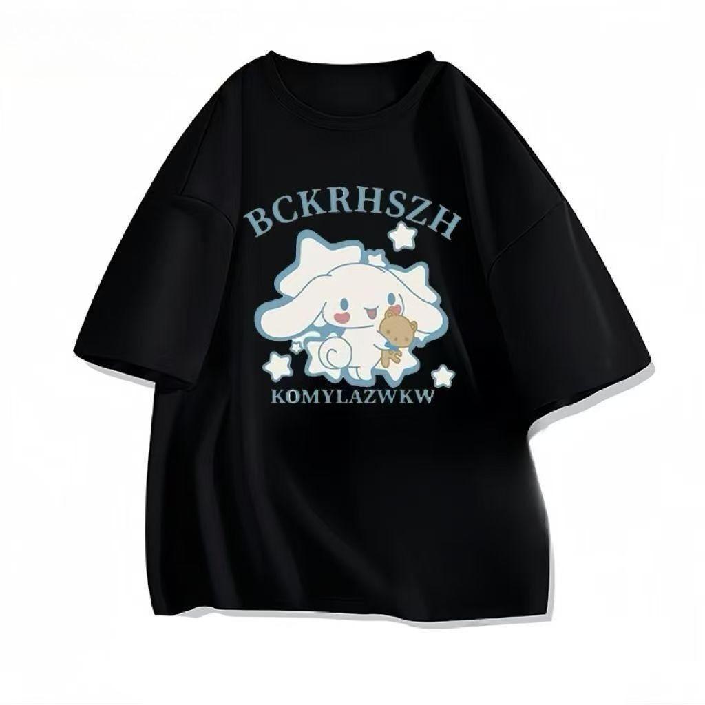 

Sanrios 2026 Summer New Design Cinnamoroll Graffiti Cartoon Print Pure Cotton Breathable Childrens ShortSleeved TShirt S