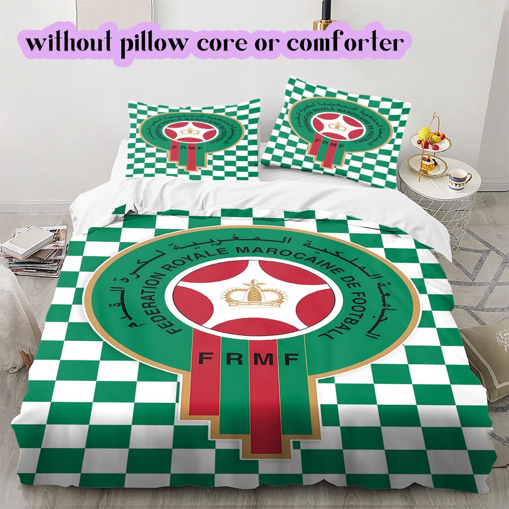 Morocco National Football Team Pattern Bedding,Quilt Set Quilt Cover Pillowcase Home Birthday Gift (1*duvet Cover+2*pillowcase,without Core)