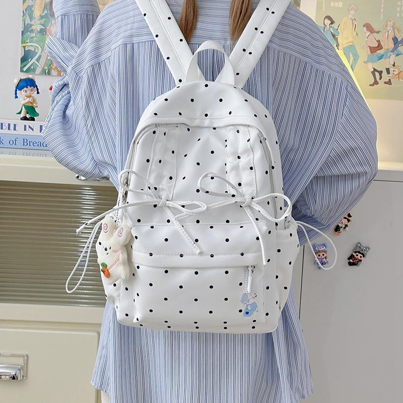 Schoolbag Japanese Ins Summer Girl Small Fresh Backpack Women's Lightweight Anti-splashing Cute Bow College Student Backpack