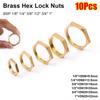 10Pcs Brass Hex Lock Nuts BSP 1/8" 1/4" 3/8" 1/2" 3/4" 1" Female Thread Flange Nut Hexagonal Shank Cap Water Tank Joint