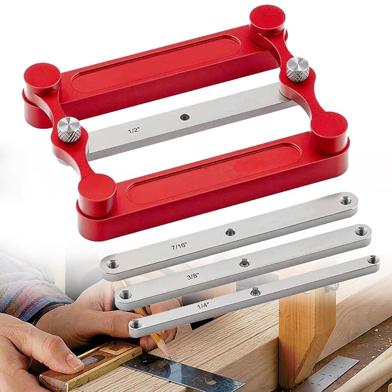 Center Gauge, Woodworking Center Scribe Offset scribing Centering Tool, can be Replaced with Different Specification Marking Rod (inch+metrication)