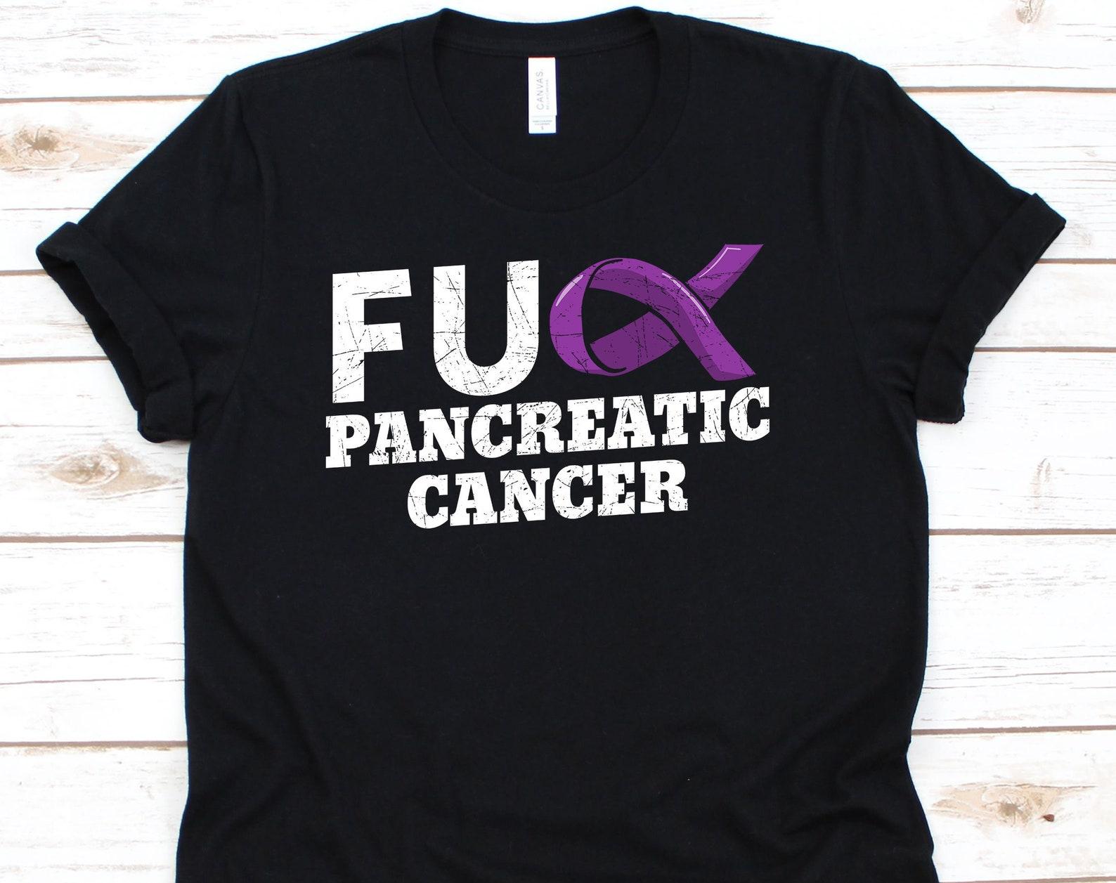 Fuck Pancreatic Cancer Shirt, Cancer Awareness Gift For Pancreatic Cancer Warrior Fighter Survivor, Pancreatic Cancer Ribbon Tshirt S