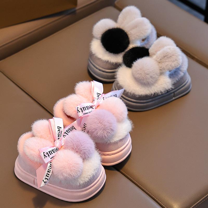 Cute Cartoon for Boys and Girls In Winter, Indoor Warmth for Home Use, Anti Slip for Children, Children's Bags with Heels, Cotton Shoes