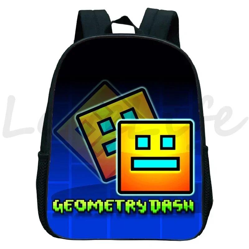 Zaino Kindergarten Geometry Dash Arrabbiato per Bambini e Bambine Zaino Anime Piccola Borsa da Libri Bambini Borse Scolastiche Cartoon Zaino per Bambini