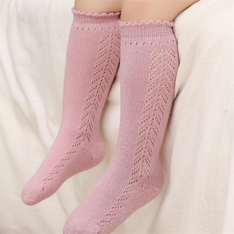 Hollow Out Baby Girls Cotton Knee High Socks Soft Breathable Infant Toddlers Summer Mid Tube Socks 0-3Years Kids Socks