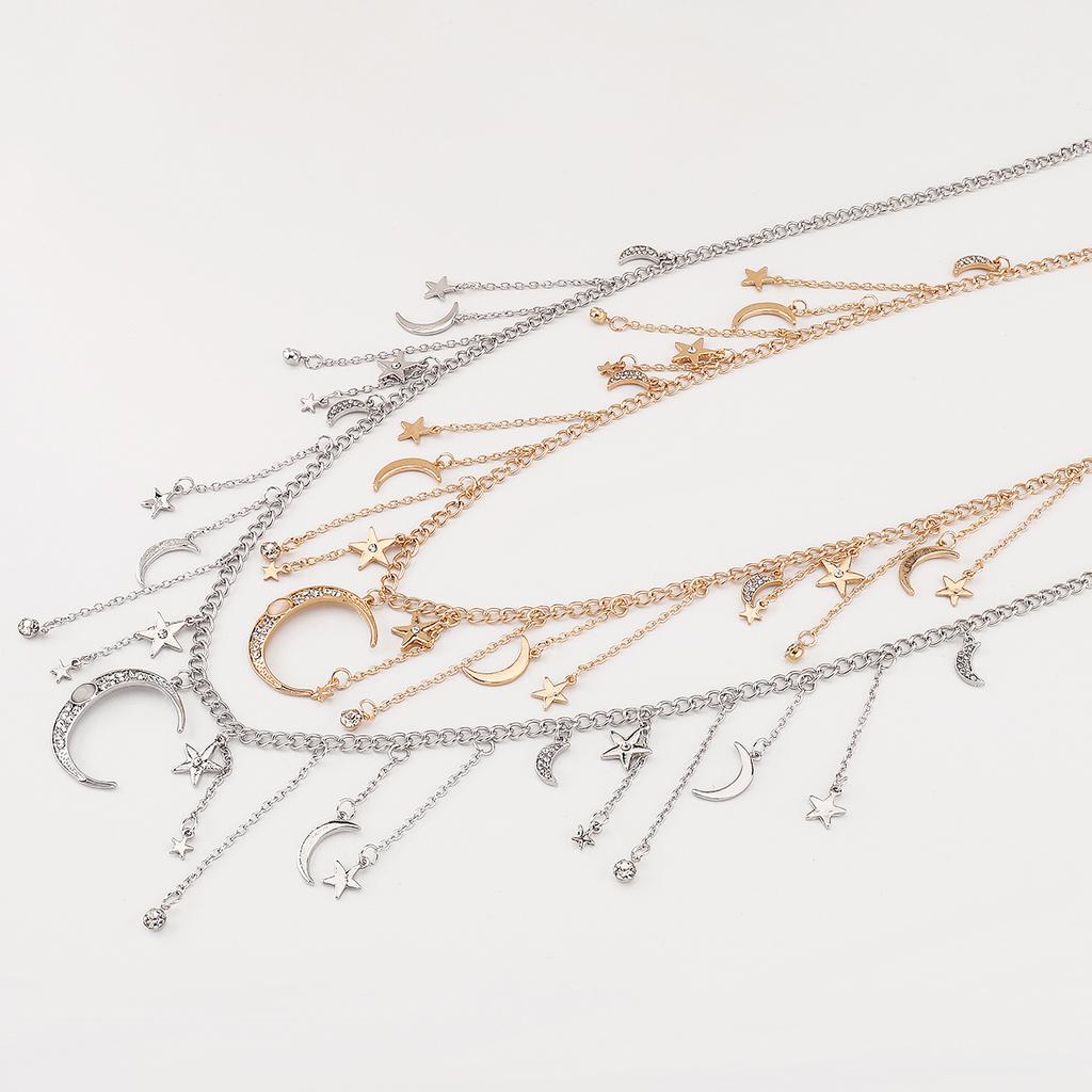 Tooxika Star Moon Pendant Necklace Sexy Bikini Tassel Chain Waist Chain Female