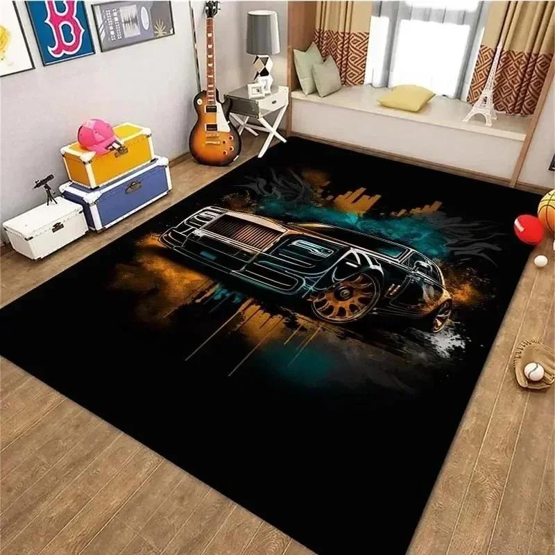 Vintage Sports Car F1 Rug Non Slip Floor Mat for Bedroom, Living Room & Doorway Retro Cool Home Decor Mat