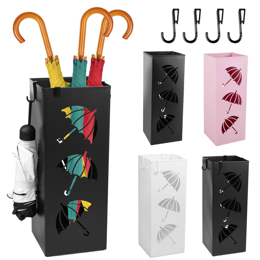 New Umbrella Holder Metal Hollow Out Stand Storage Bucket Freestanding Round Bin Waterproof Walking Sticks Rack
