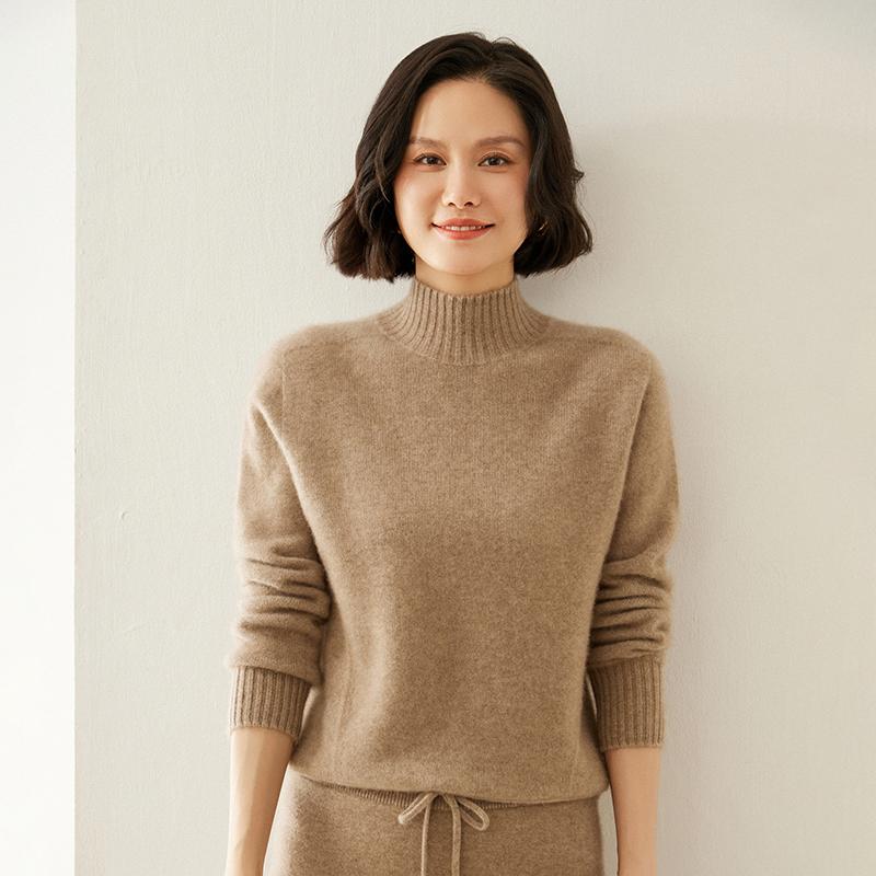 

Женский кашемировый свитер Qinghe cashmere 100% кашемир осенне-зимний кашемировый утолщенный пуловер мягкий и теплый XL коричневый