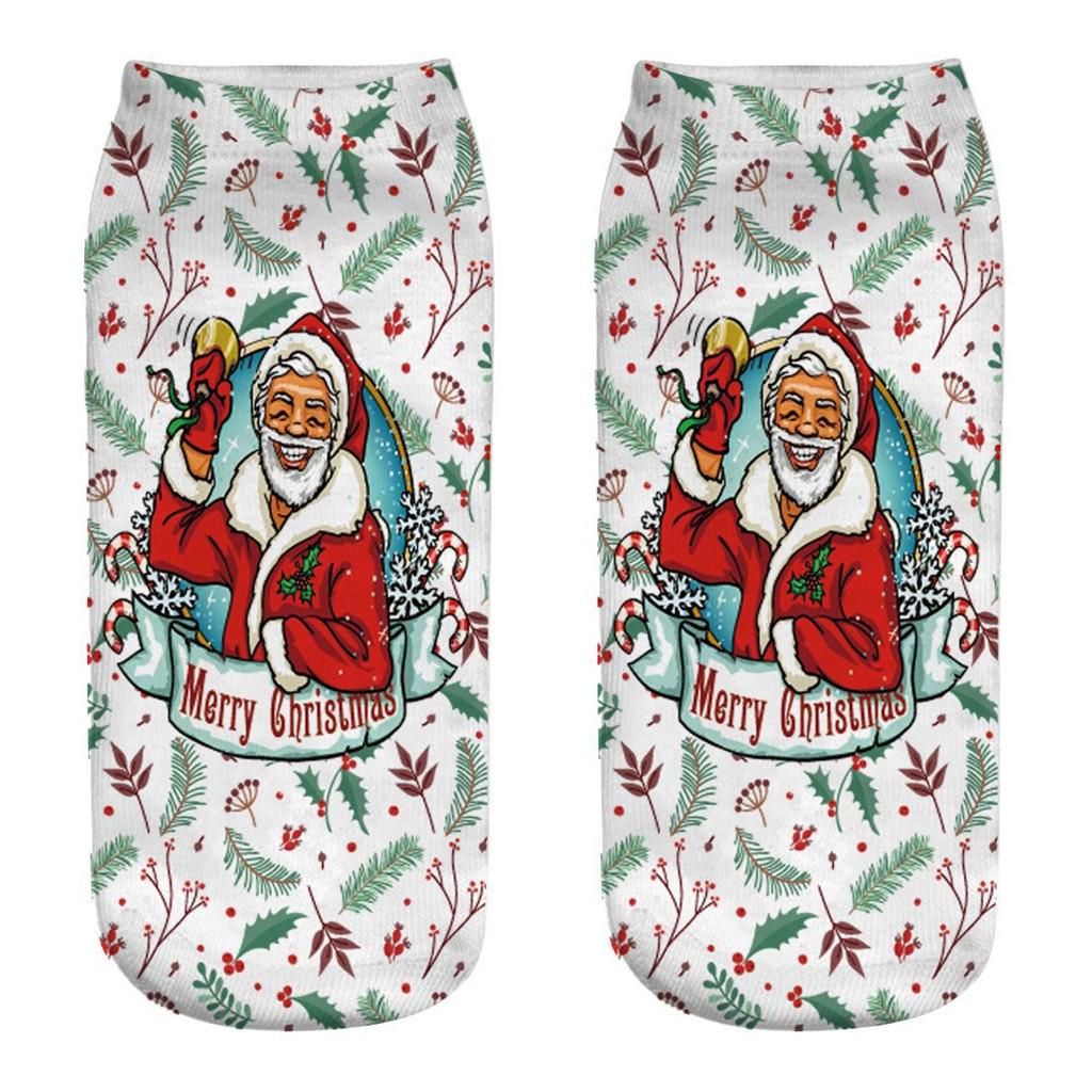 Casual Work Business Socks 3D Christmas Santa Elk Printing Medium Sports Socks