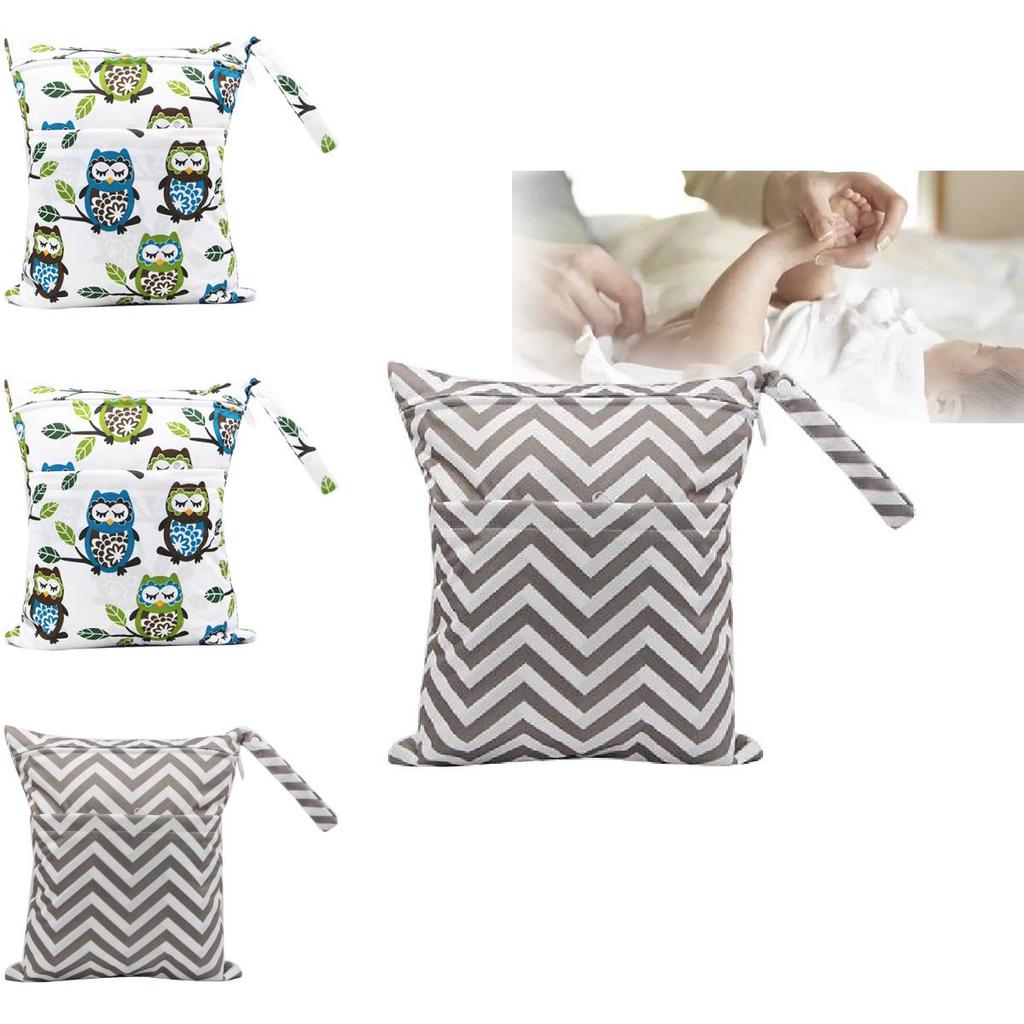 Asenappy Waterproof Baby Diaper Bag With Double Zipper Digital Print 30x36cm