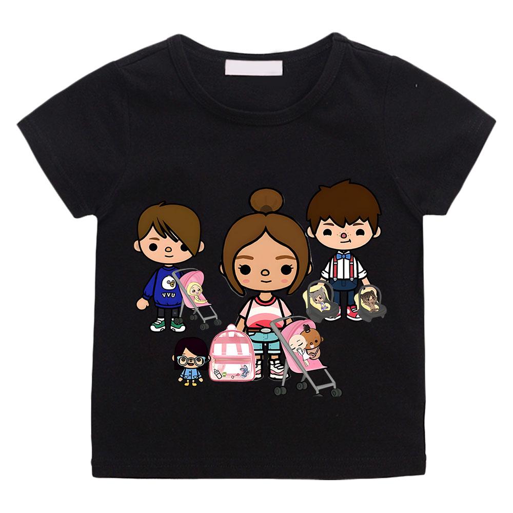 Cartoon Anime Toca Life World Print Kids T-Shirts Manga Baby Girls Clothes Boys Summer Short Sleeve T Shirt Children Tops Y2k