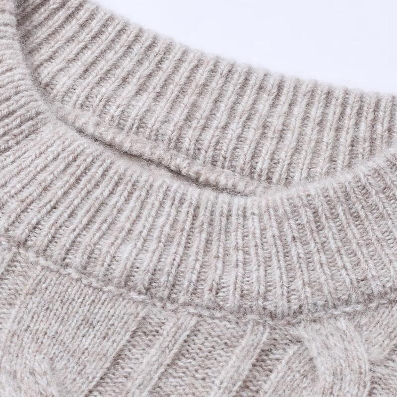 Hengyuanxiang Men's 100% Pure Wool Round Neck Sweater - Autumn/Winter Plus Velvet Thickened