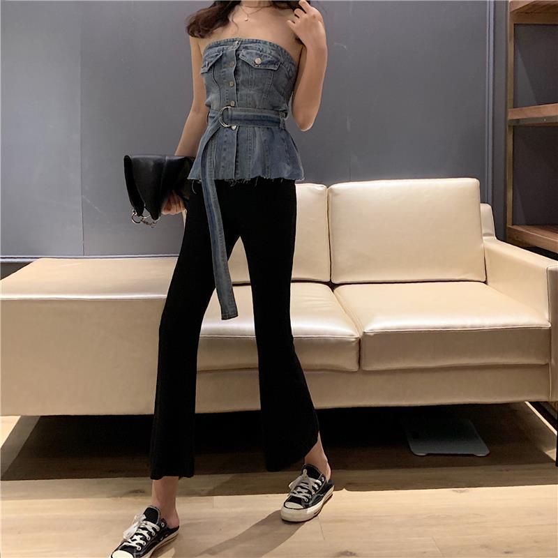 

Women s Wide-Leg Knit Pants: Korean Style, High-Waist, Slimming Bell Bottoms for Spring & Autumn 2026 S чёрный