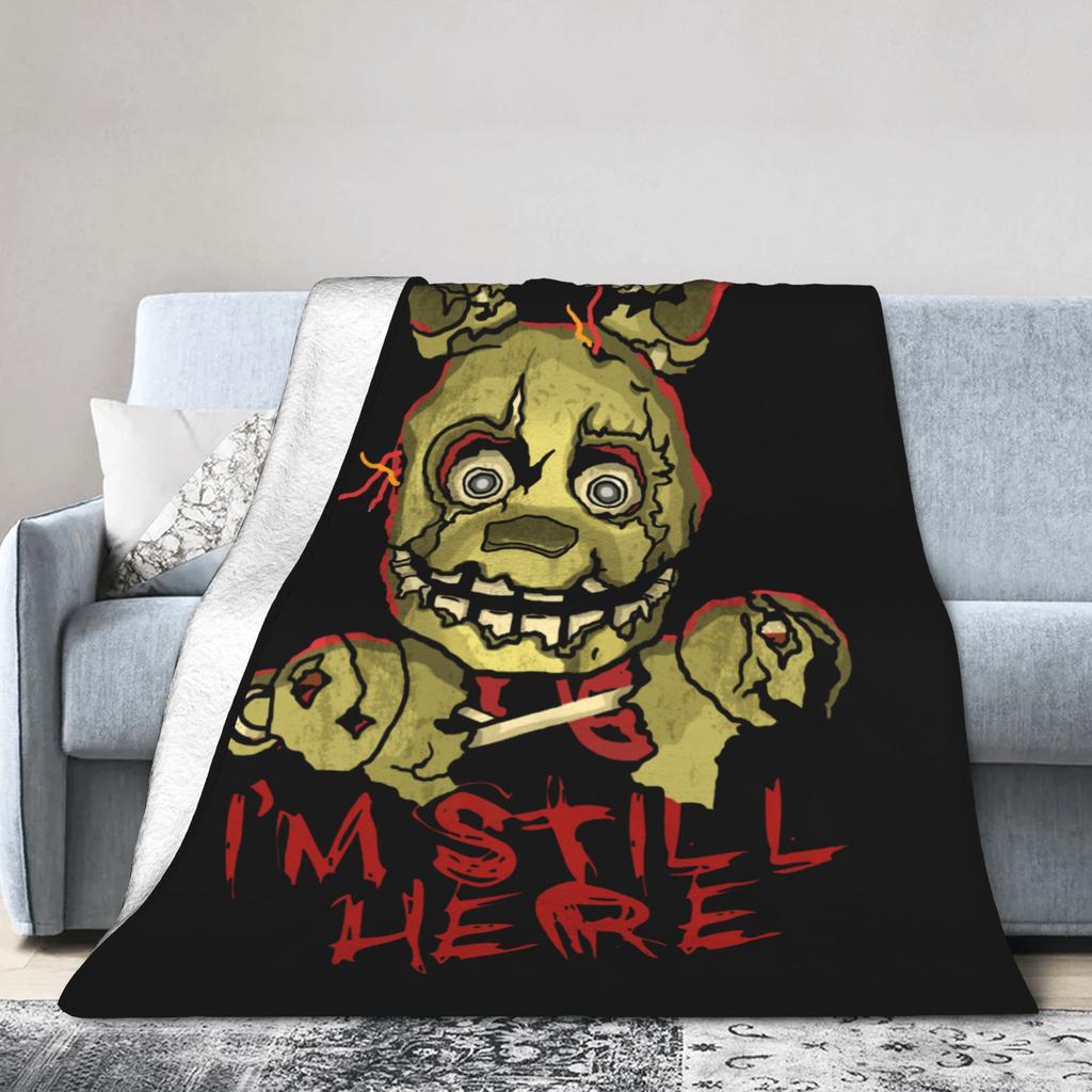At Freddys Springtrap Blankets Fleece  Winter FNAF Game Breathable Warm Throw Blankets for Home Bedroom Bedspread