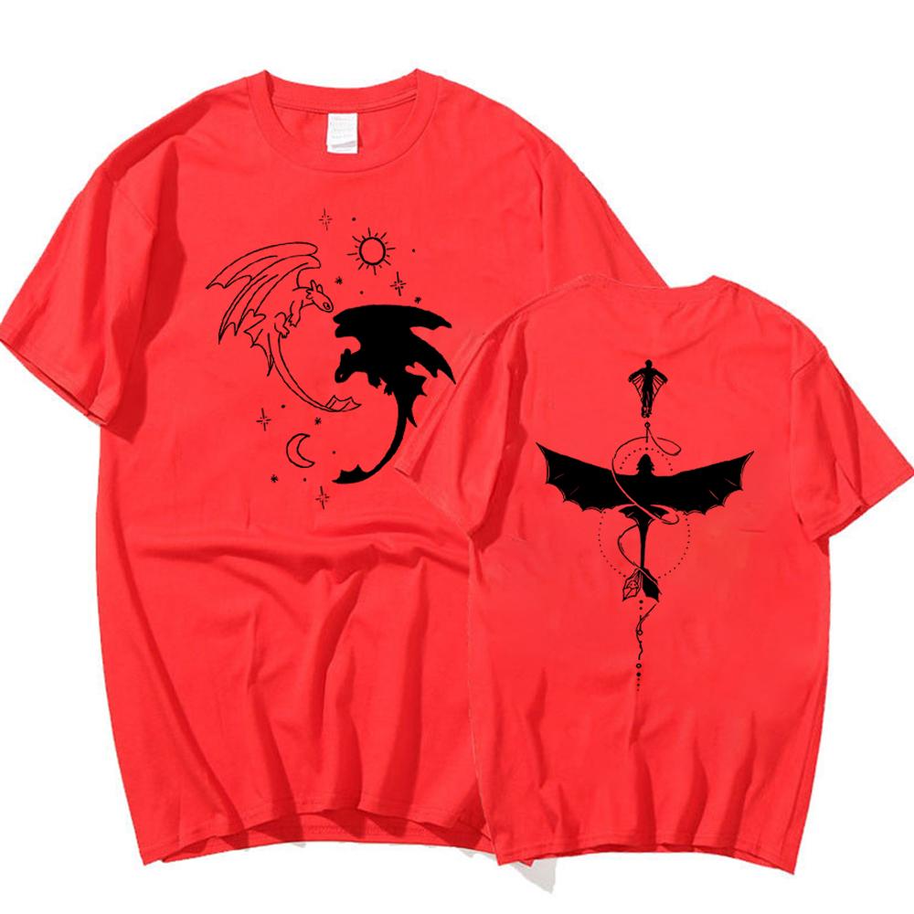 Two Sided Toothless Dragon Botanical Tshirt Dragon Movie T-Shirt Dragon Graphic Shirt Men Women Short Sleeves Tees Tops