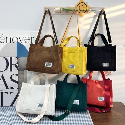 2026 New Corduroy Shoulder Lunch Box Bag Simple Oblique Span Bag Trend