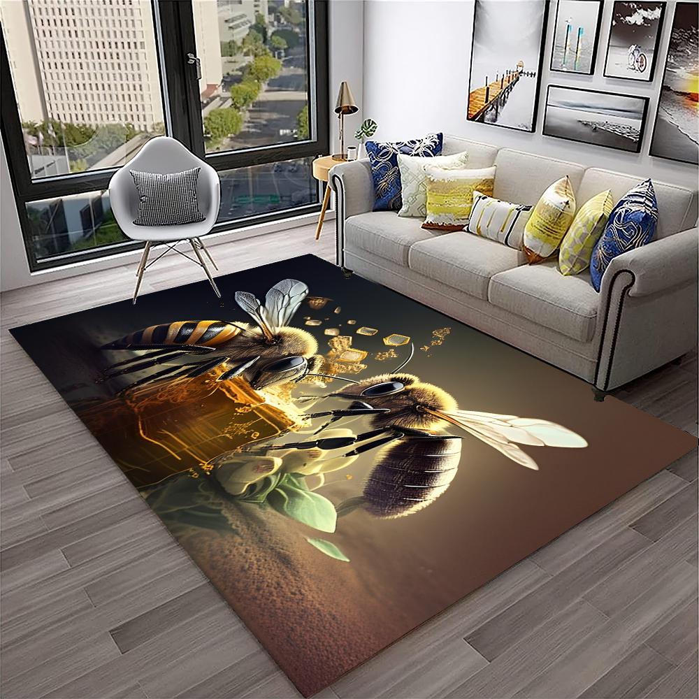 Cute Bee HoneyBee Insect Cartoon 3D Carpet Rug for Home Living Room Bedroom Sofa Doormat Decor,kids Area Rug Non-slip Floor Mat