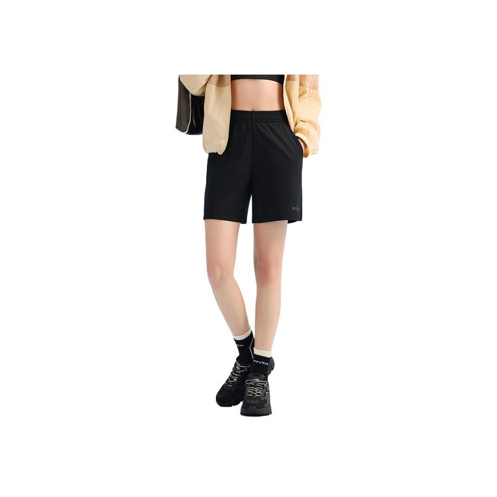 Anta Comfortable Simple Versatile Solid Color Sports Five-Point Casual Shorts Women Shorts Black 162527317-3