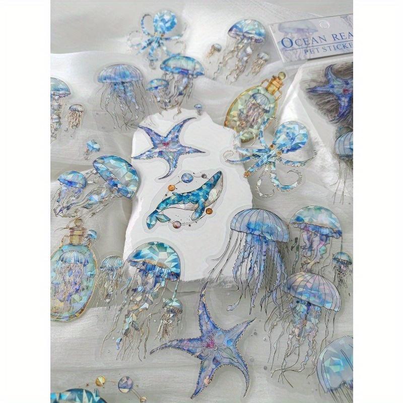 

1 упаковка 20 листов Морские существа Медуза, Дельфин, Кит и Волшебная бутылка Фольга ПЭТ наклейка Снова в школу one-size разноцветный