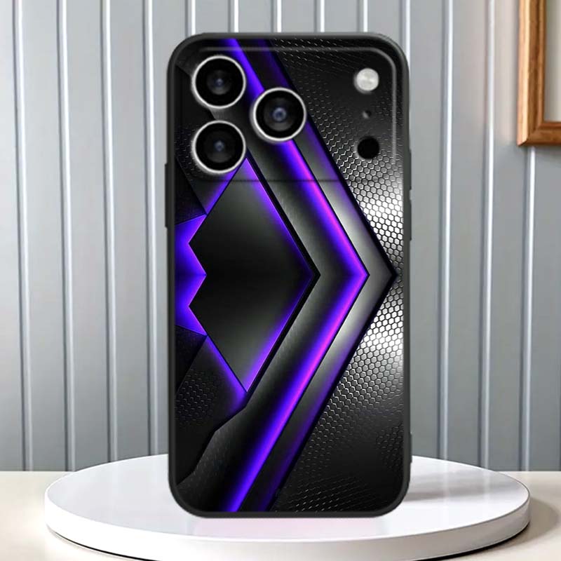 Technology Carbon Fiber Art Phone Case For Apple iPhone 17 16 16E 15 14 13 12 11 Pro Max Plus Black Soft Silicone