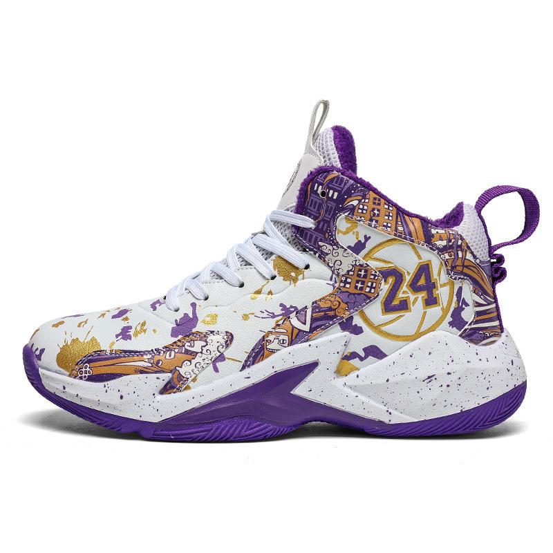 New High-top Basketball Shoes Men's Leather Surface Children's Medium and Small Shoes Cement Floor Indoor and Outdoor Actual Running Shoes