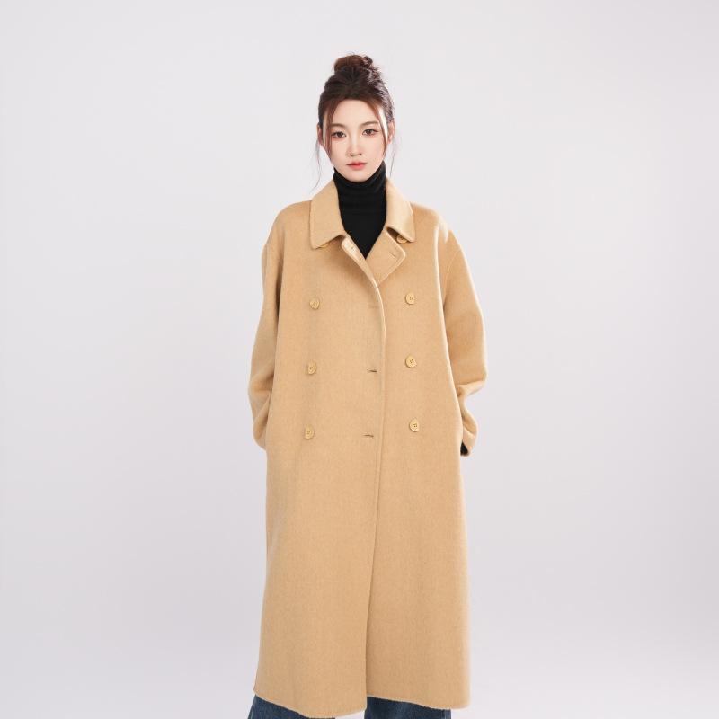 

Свободный темперамент универсальная мода средней длины пальто женское осень и зима маленький человек двустороннее 23155 M жёлтый