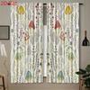 2 Pcs Mushrooms, Grass Print Curtains,suitable for Bedroom,living Room Kitchen Decoration,home Decoration,window Decoration