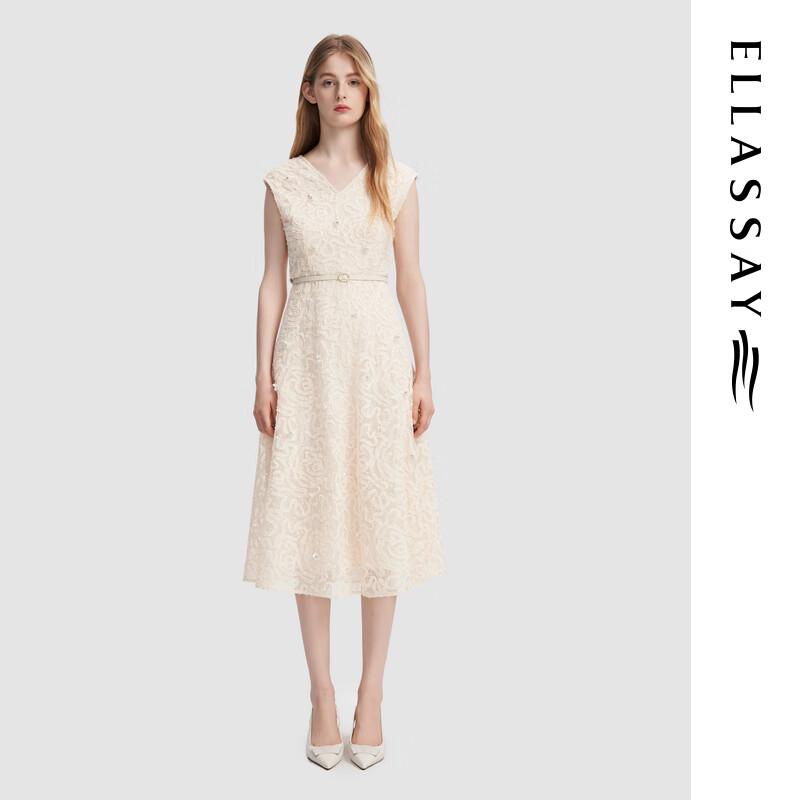 

ELLASSAY French Elegant V-neck Pleated Midi Dress M