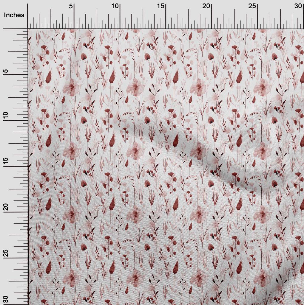oneOone Cotton Flex Red Fabric Watercolor Floral Fabric For Sewing Printed Craft Fabric By The Yard 40 Inch