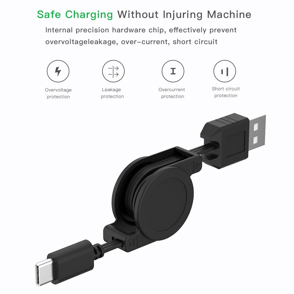 USB Type C Fast Charging Spring Cable For Samsung Huawei Type C Spring Cord Phone Charging Car Charging Sync