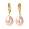 LNCHRAN Copper Gold-Plated Retro Carved Water Drop Imitation Pearl Luxury Women's Earrings