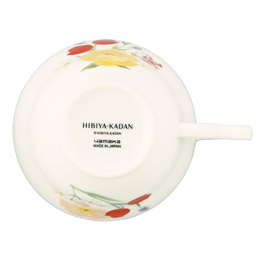 Yamaka Shoten x HIBIYA-KADAN [Flower Language Tulip] Teacup & Saucer, 230ml, Diameter Approx. 9 x 7cm, by Hibiya Kadan FLORIOGRAPHY. A perfect