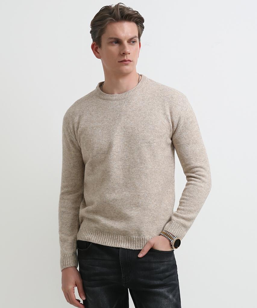 Seuteulaikeu Fine Blend Classic Crew Neck Knit (Beige)