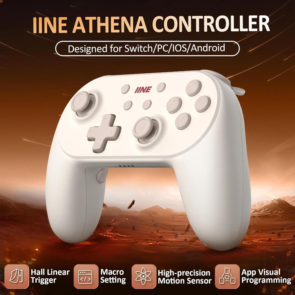 Switch Wireless Pro Controller for Switch Lite/OLED/PC, Remote Gamepad with Hall Linear Triggers/Wake-up/Macro/Turbo/Vibration/Motion Control