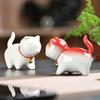 Ceramic Cat Sculpture Cartoon Bell Cats Tea Pet Teaware Accessories Home Office Teatable Micro-landscaping Decoration Pen Holder