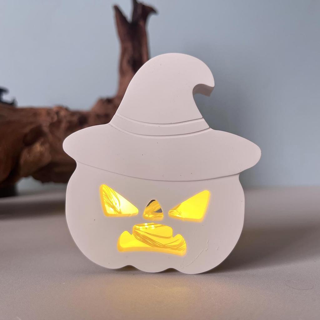Pumpkin Silicone Mould White Emoticon Pumpkin Mold Halloween Light Mold Compact Plaster Drip Mold For Halloween Party Birthday