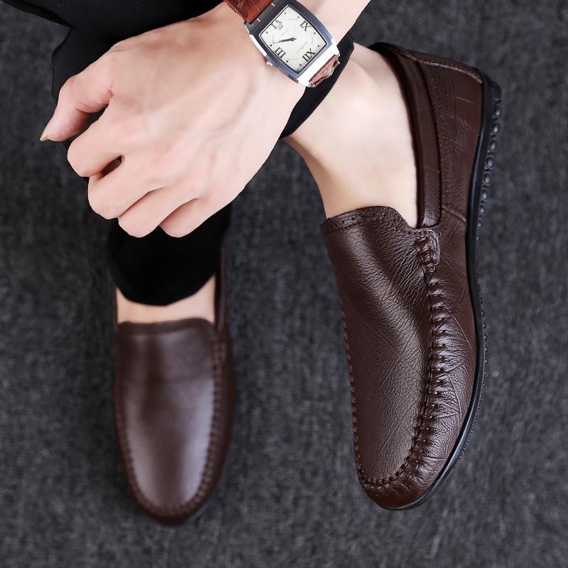Men's shoes 2025 summer new fashion daily out one pedal simple lightweight lazy leather wear-resistant casual shoes