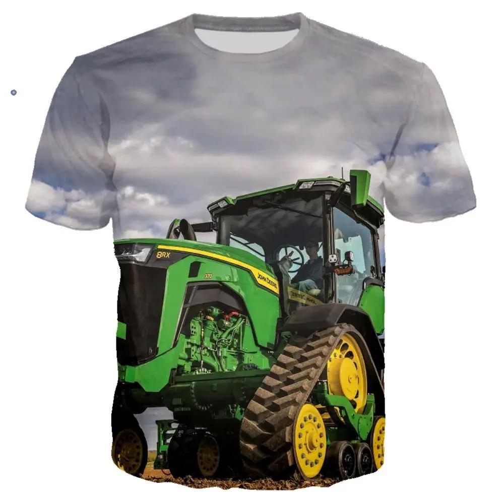 Kawaii Kids T Shirt 3D Print Car Tractor Summer Fashion Cartoon Casual Boy Girl Unisex Children's Clothing