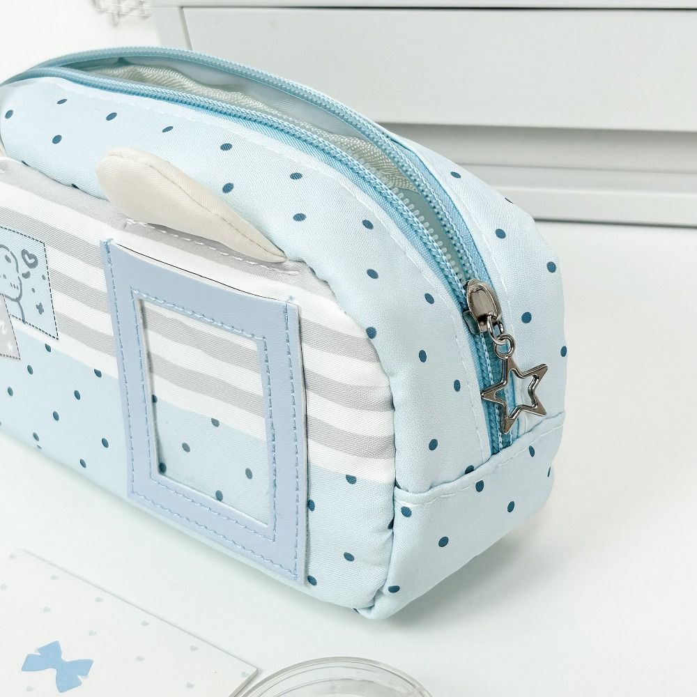 Cat Ear Design Pen Bag Multi-Layer Pencil Pouch Large Capacity Stationery Bag Gift